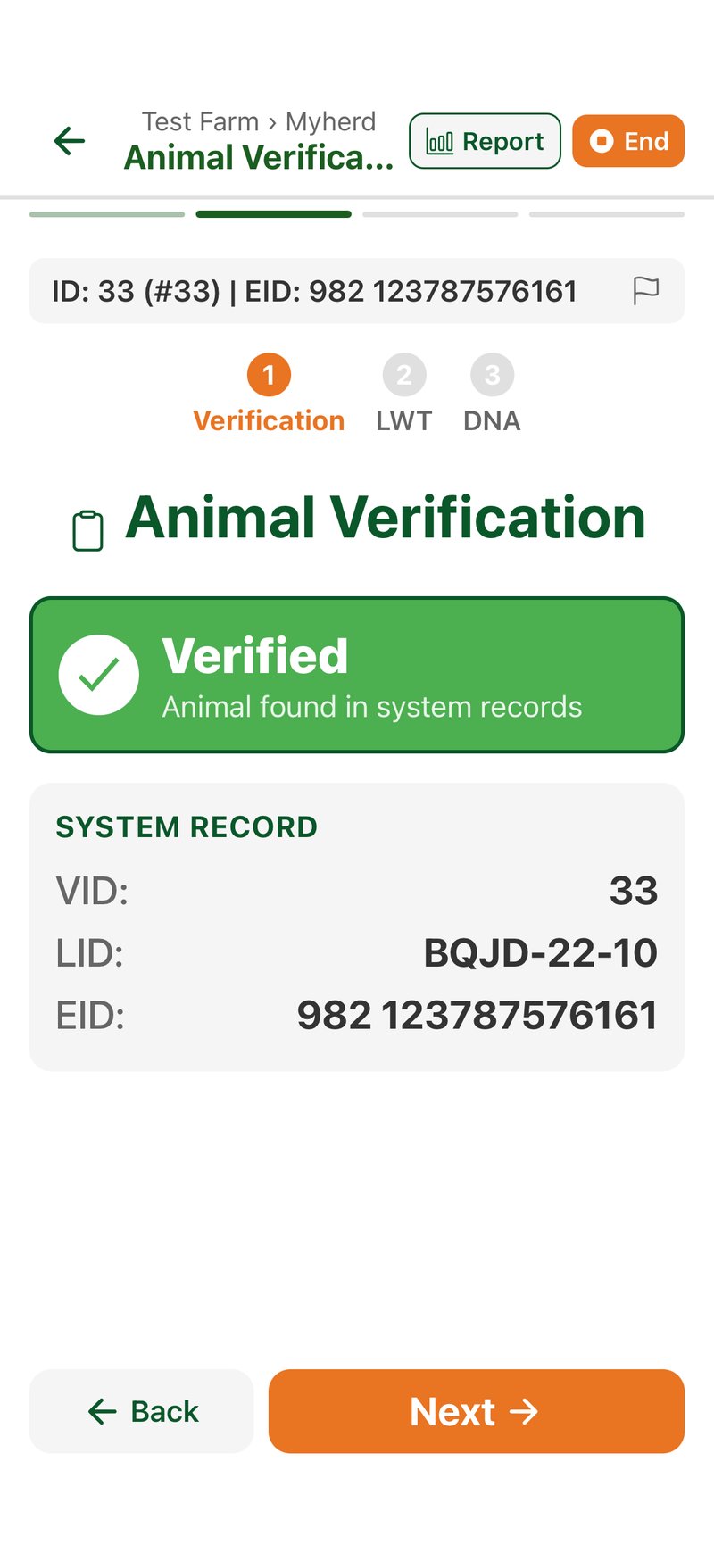 Animal Verification — Arvo app screenshot